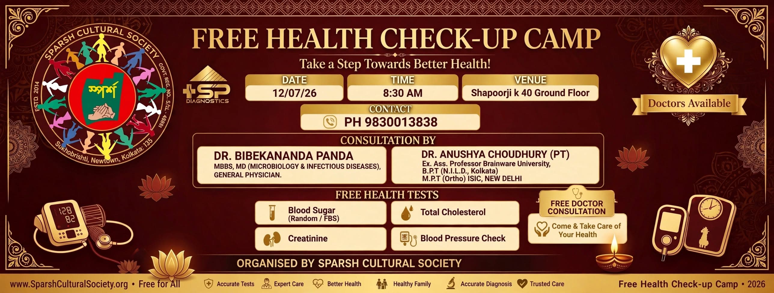 Free Health Check-Up Camp Organised by Sparsh Cultural Society